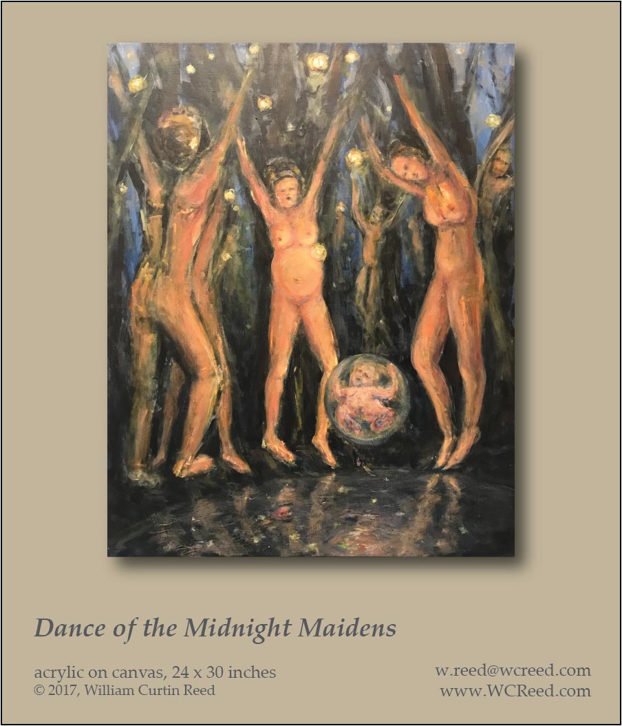 Dance of the Midnight Maidens, an original Painting by William Reed, Acrylic on Canvas, 24 x 30