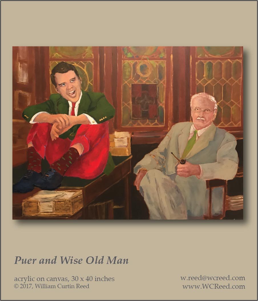 Puer and the Wise Old Man, an original Painting by William Reed, Acrylic on Canvas, 30 x 40
