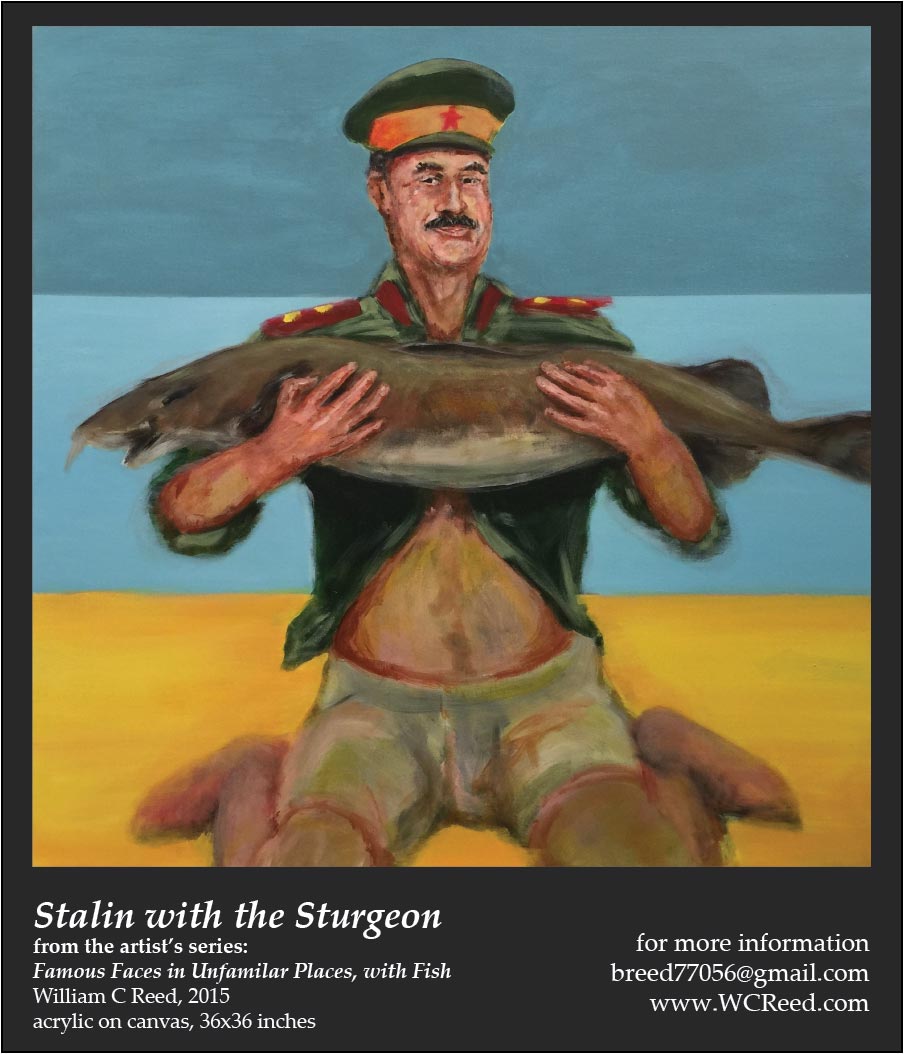 Stalin and the Sturgeon, an original Painting by William Reed, Acrylic on Canvas, 36 x 36